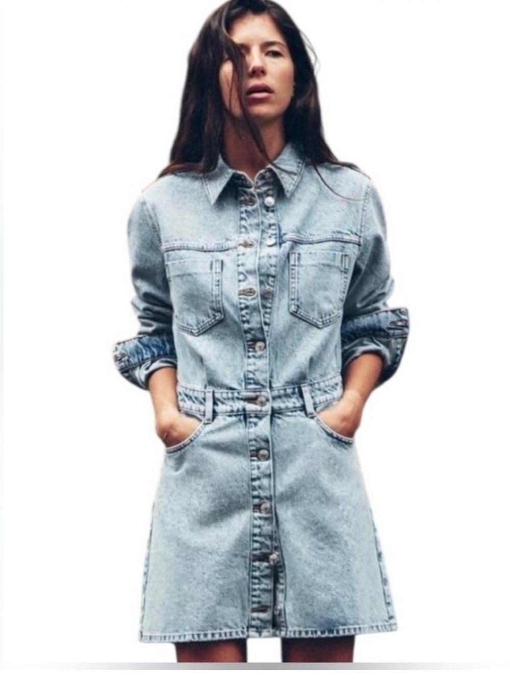 Zara Light Blue Washed Denim Jacket